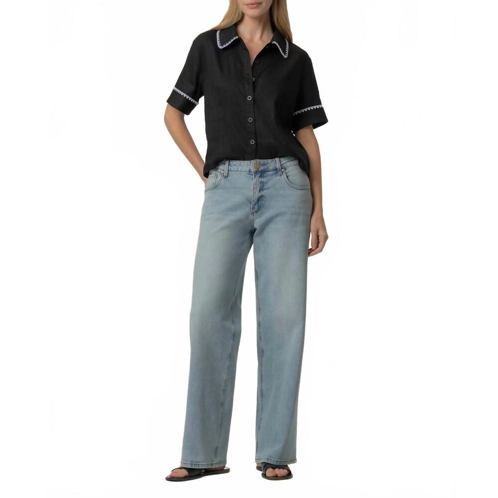 NEW KUT FROM THE KLOTH marisol linen top in black/white
